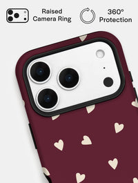 Burgundy and Cream Ditsy Hearts Ultra Protective iPhone Case Phone Cases Skinnydip London