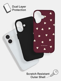 Burgundy and Cream Ditsy Hearts Ultra Protective iPhone Case Phone Cases Skinnydip London