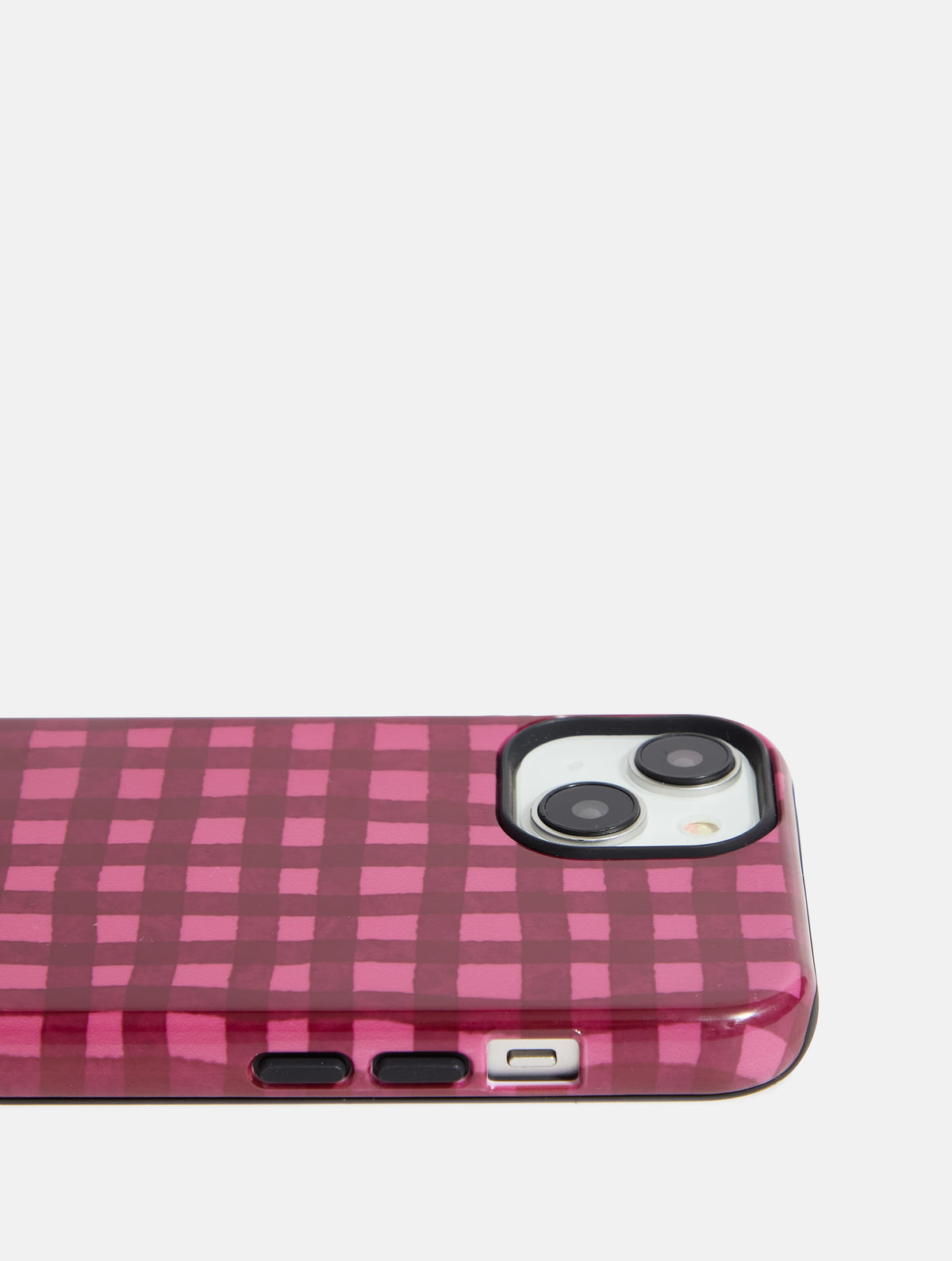 Burgundy and Pink Gingham Ultra Protective iPhone Case Phone Cases Skinnydip London
