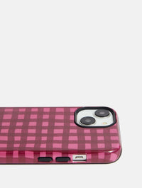 Burgundy and Pink Gingham Ultra Protective iPhone Case Phone Cases Skinnydip London