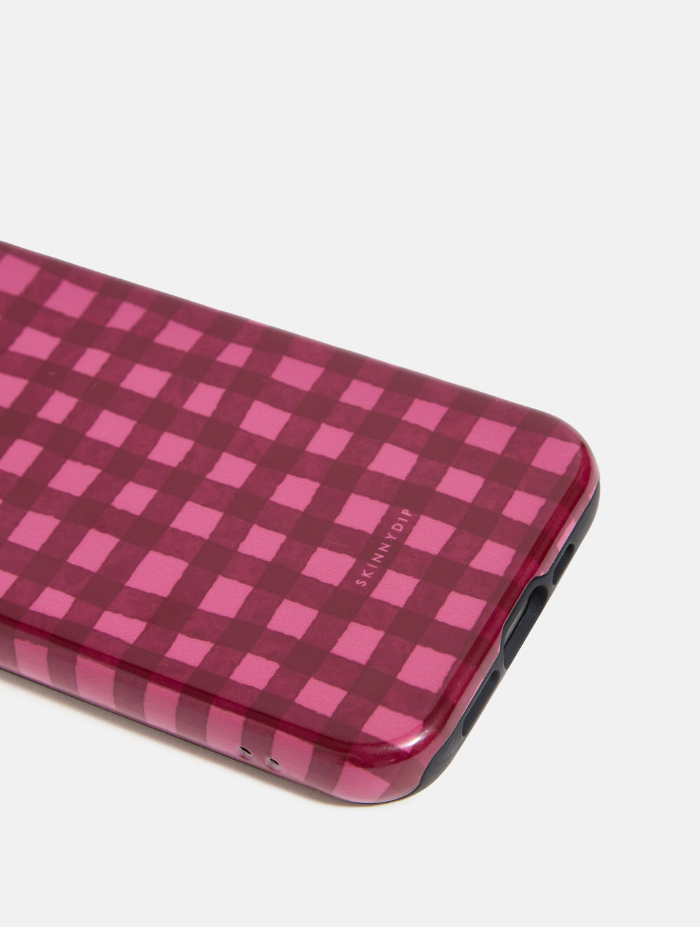 Burgundy and Pink Gingham Ultra Protective iPhone Case Phone Cases Skinnydip London
