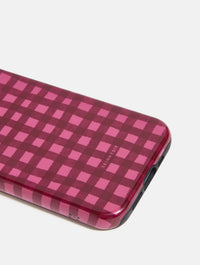Burgundy and Pink Gingham Ultra Protective iPhone Case Phone Cases Skinnydip London