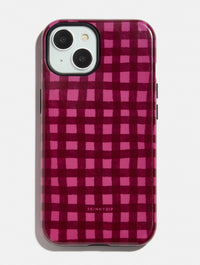 Burgundy and Pink Gingham Ultra Protective iPhone Case Phone Cases Skinnydip London