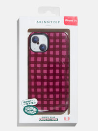 Burgundy and Pink Gingham Ultra Protective iPhone Case Phone Cases Skinnydip London