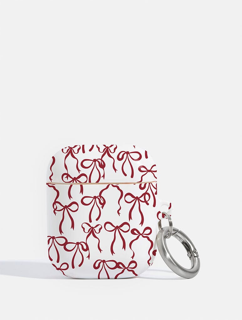Burgundy Bows AirPods Case AirPods Cases Skinnydip London