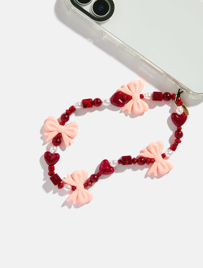Burgundy Bows Beaded Strap Phone Grips Skinnydip London