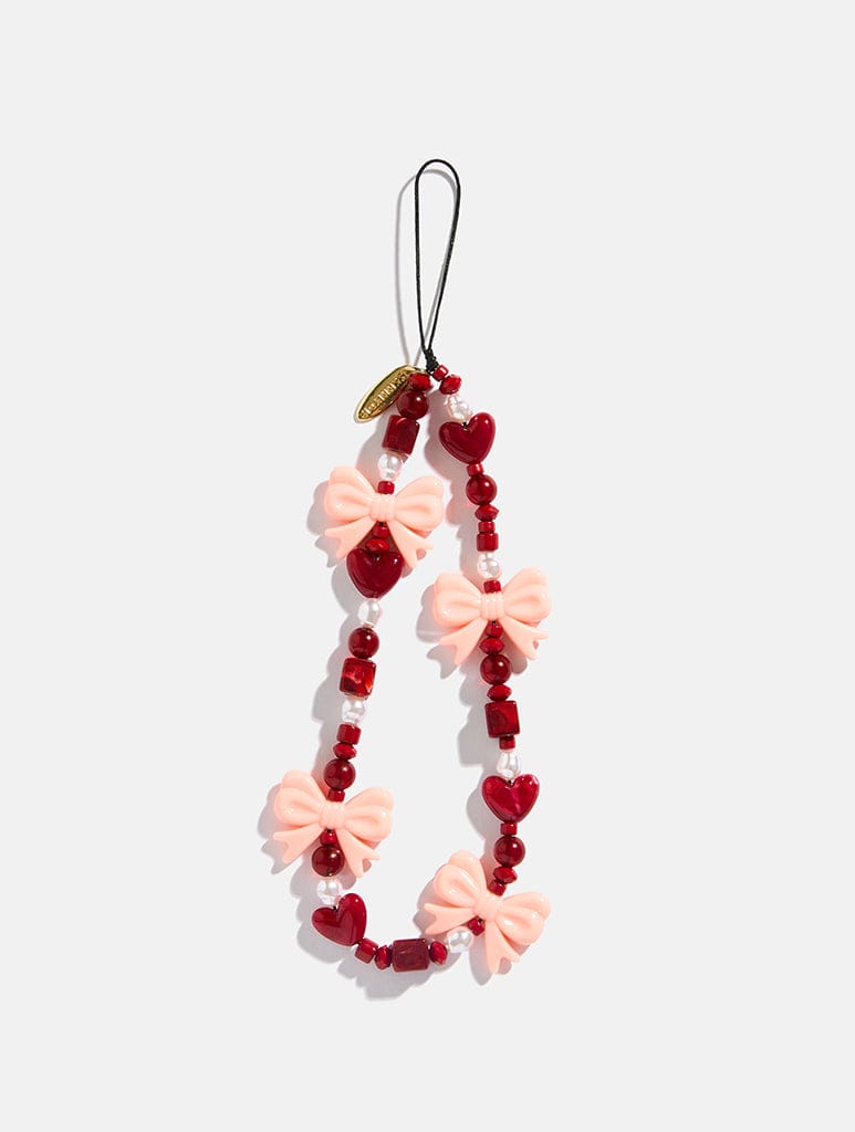 Burgundy Bows Beaded Strap Phone Grips Skinnydip London