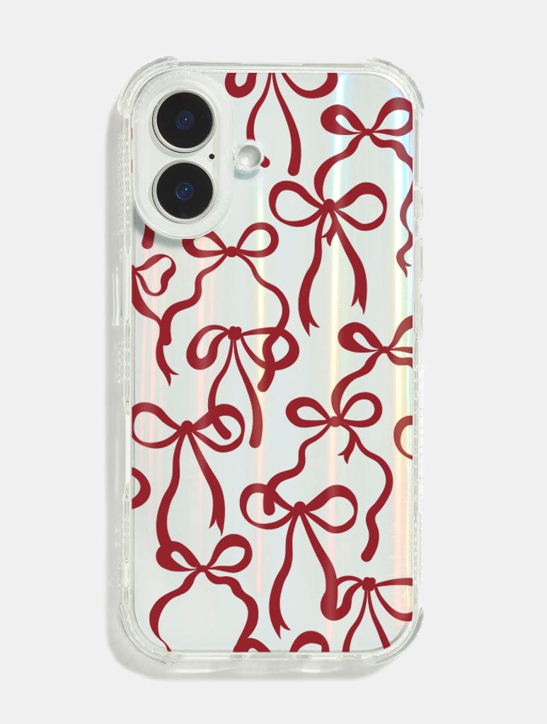 Burgundy Bows Shock iPhone Case Phone Cases Skinnydip London