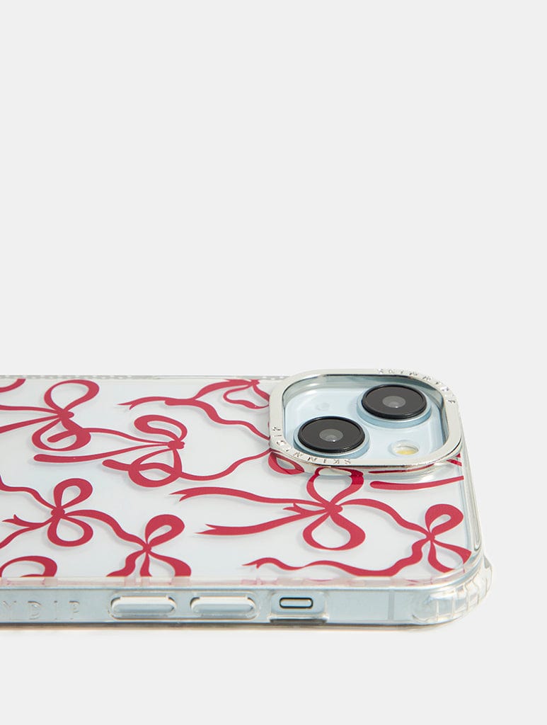 Burgundy Bows Shock iPhone Case Phone Cases Skinnydip London
