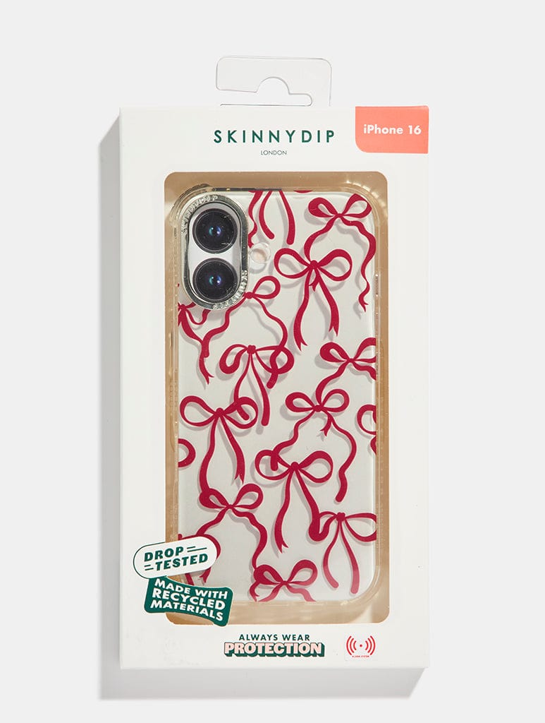 Burgundy Bows Shock iPhone Case Phone Cases Skinnydip London