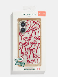 Burgundy Bows Shock iPhone Case Phone Cases Skinnydip London
