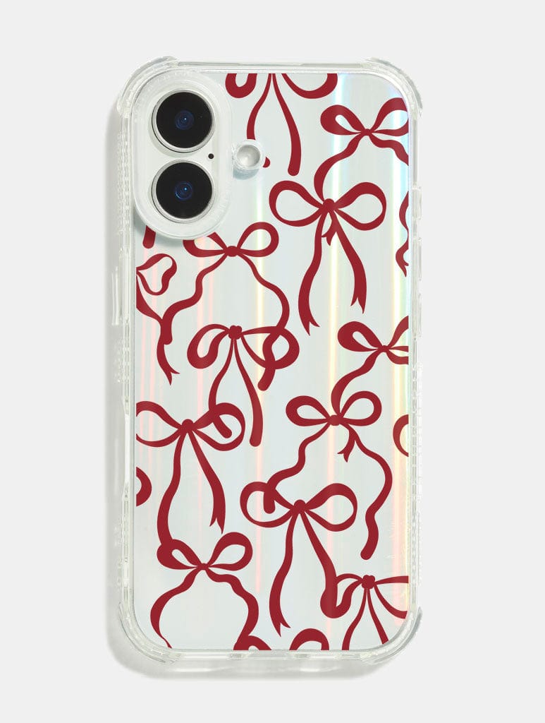 Burgundy Bows Shock iPhone Case Phone Cases Skinnydip London