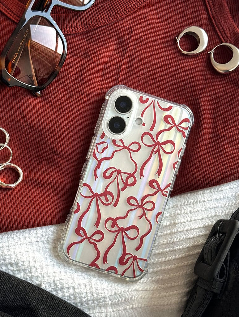 Burgundy Bows Shock iPhone Case Phone Cases Skinnydip London