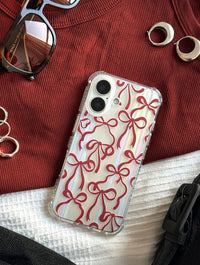 Burgundy Bows Shock iPhone Case Phone Cases Skinnydip London