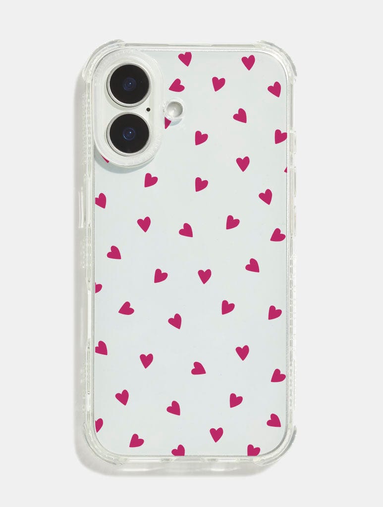 Burgundy Ditsy Hearts Shock iPhone Case Phone Cases Skinnydip London