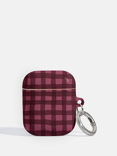 Burgundy Gingham AirPods Case AirPods Cases Skinnydip London