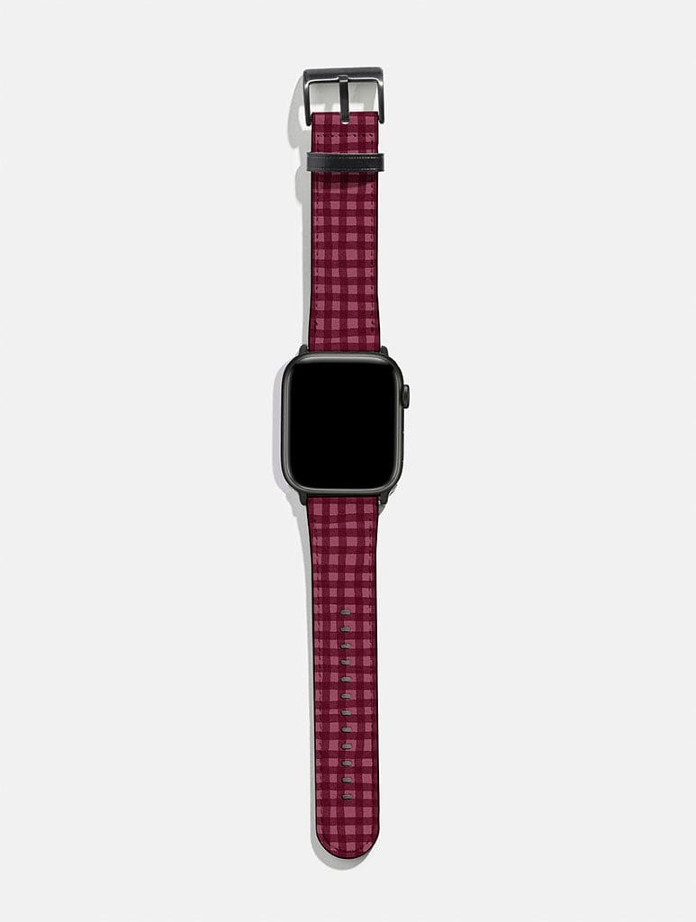 Burgundy Gingham Apple Watch Strap Watch Straps Skinnydip London