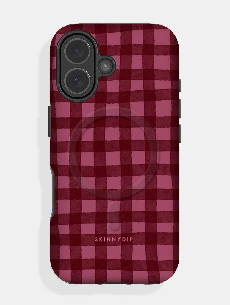 Burgundy Gingham MagSafe Ultra Protective iPhone Case Phone Cases Skinnydip London