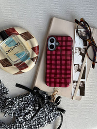 Burgundy Gingham Ultra Protective iPhone Case Phone Cases Skinnydip London