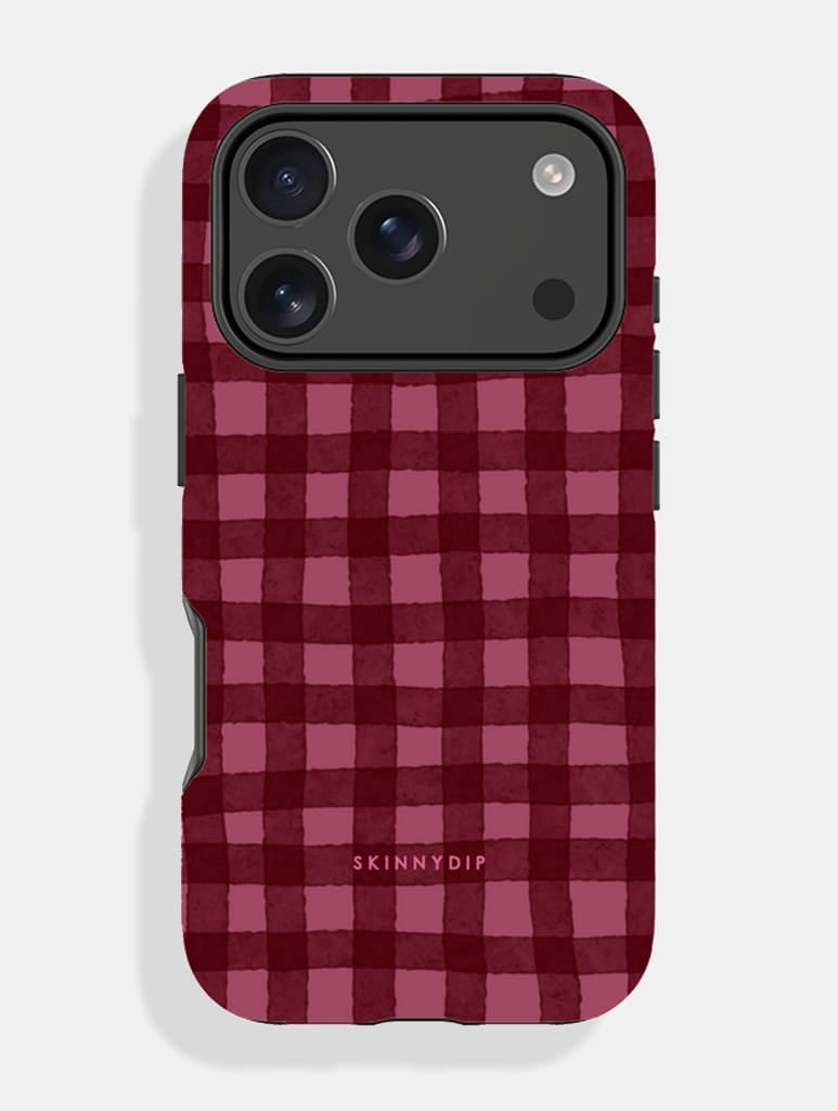 Burgundy Gingham Ultra Protective iPhone Case Phone Cases Skinnydip London