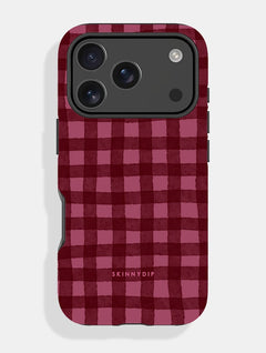 Burgundy Gingham Ultra Protective iPhone Case Phone Cases Skinnydip London