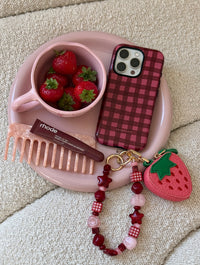Burgundy Gingham Ultra Protective iPhone Case Phone Cases Skinnydip London