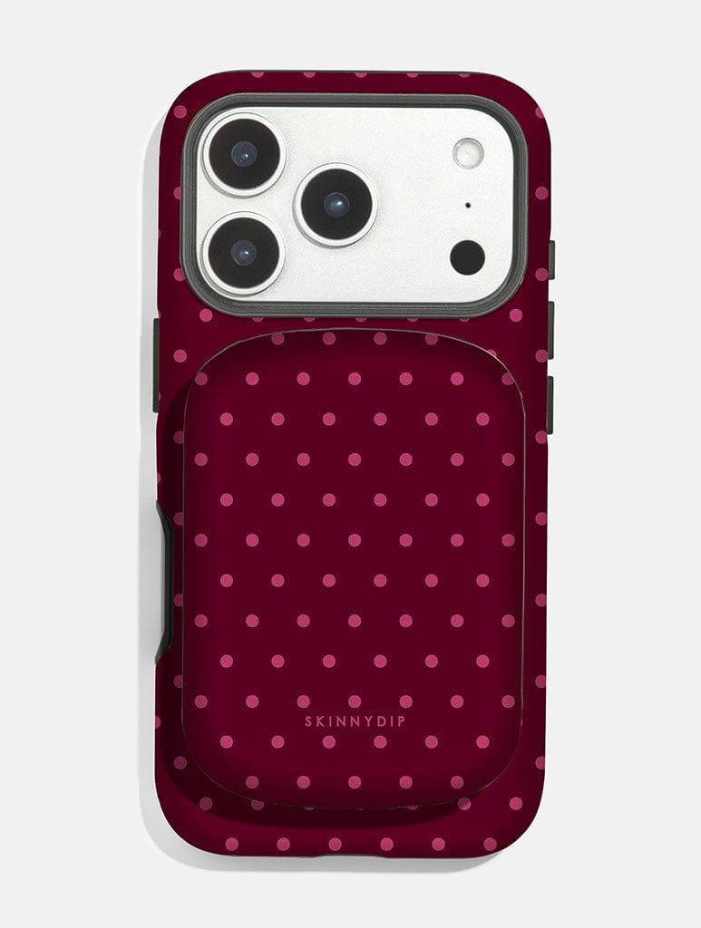 Burgundy Mini Dots Portable Magsafe Charger Portable Chargers Skinnydip London