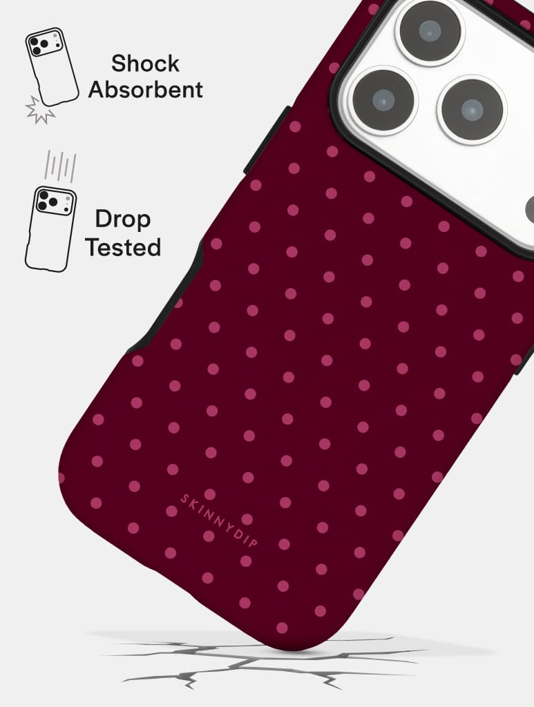 Burgundy Mini Dots Ultra Protective iPhone Case Phone Cases Skinnydip London