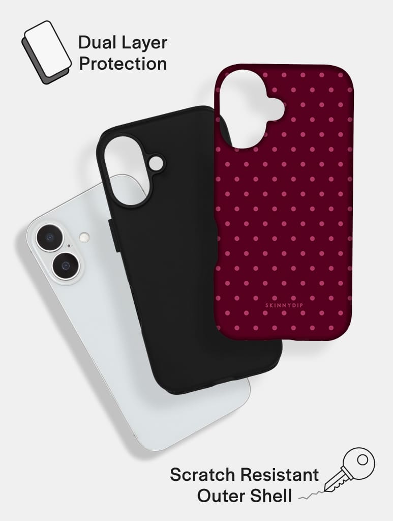 Burgundy Mini Dots Ultra Protective iPhone Case Phone Cases Skinnydip London