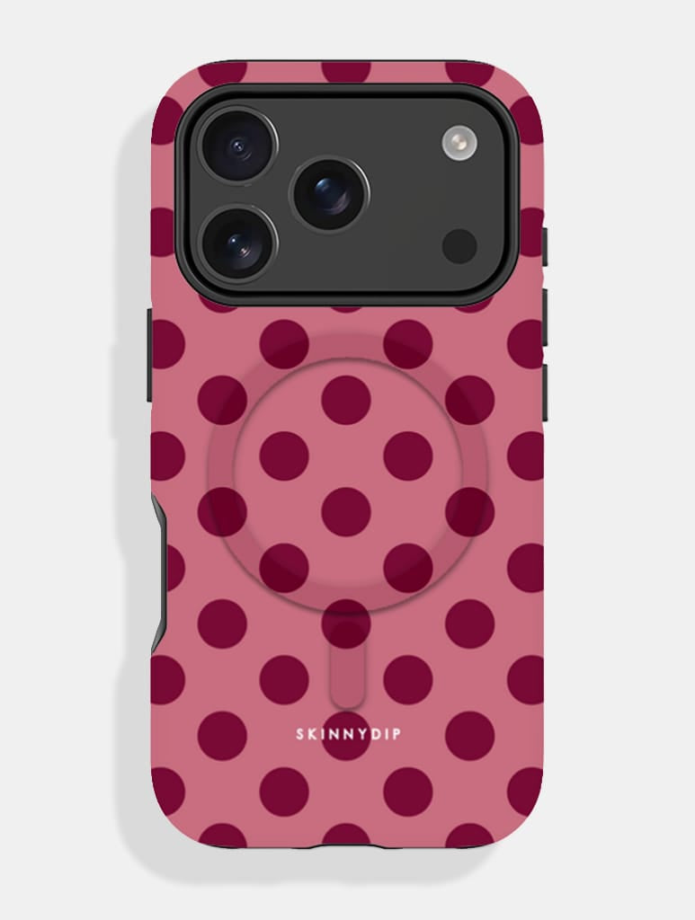 Burgundy Red Large Polka Dot Magsafe Ultra Protective iPhone Case Phone Cases Skinnydip London