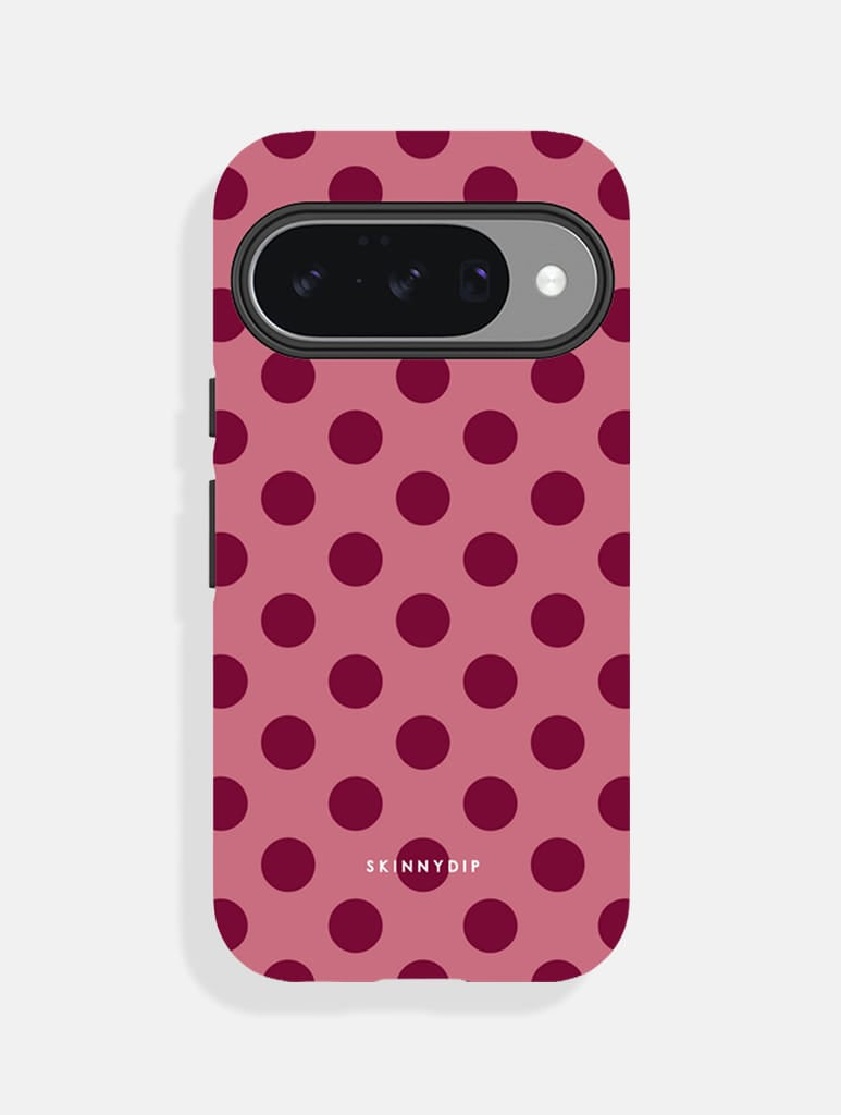 Burgundy Red Large Polka Dot Ultra Protective Google Pixel Case Phone Cases Skinnydip London