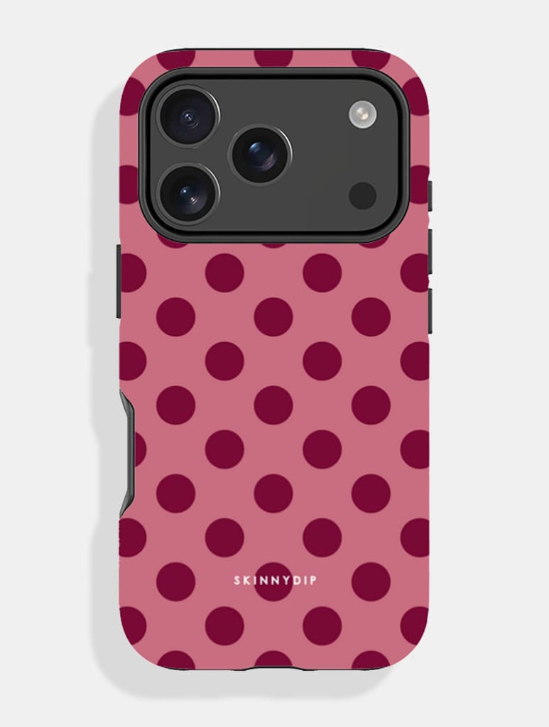 Burgundy Red Large Polka Dot Ultra Protective iPhone Case Phone Cases Skinnydip London