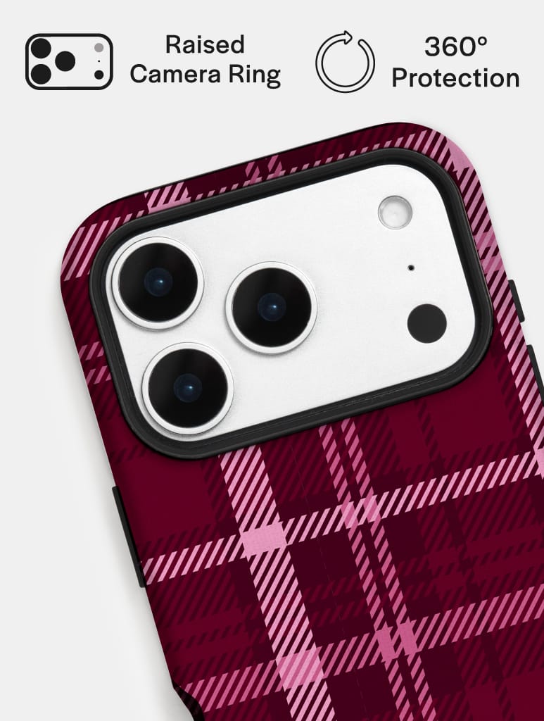Burgundy Tartan Ultra Protective iPhone Case Phone Cases Skinnydip London