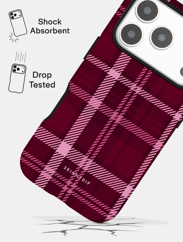 Burgundy Tartan Ultra Protective iPhone Case Phone Cases Skinnydip London