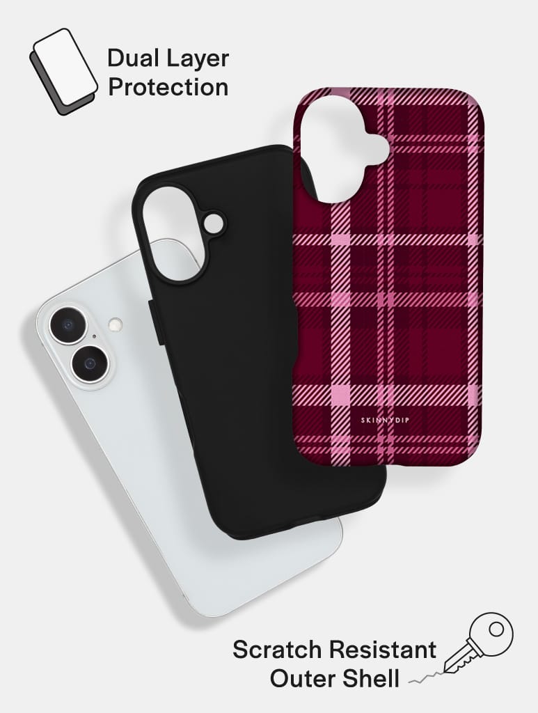 Burgundy Tartan Ultra Protective iPhone Case Phone Cases Skinnydip London