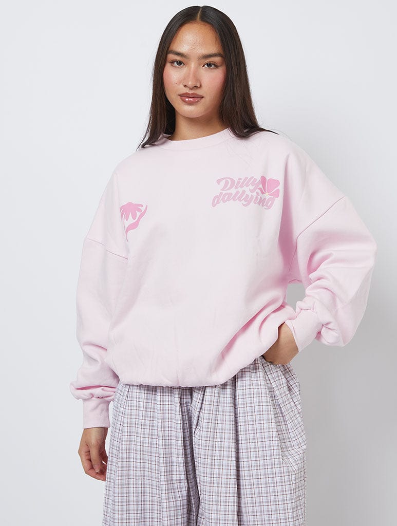 Busy Dilly Dallying Pink Sweatshirt Hoodies & Sweatshirts Skinnydip London