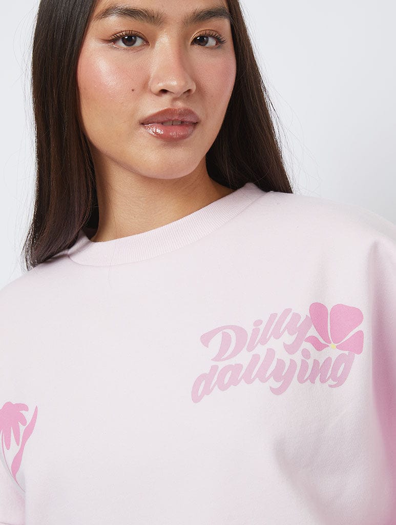 Busy Dilly Dallying Pink Sweatshirt Hoodies & Sweatshirts Skinnydip London