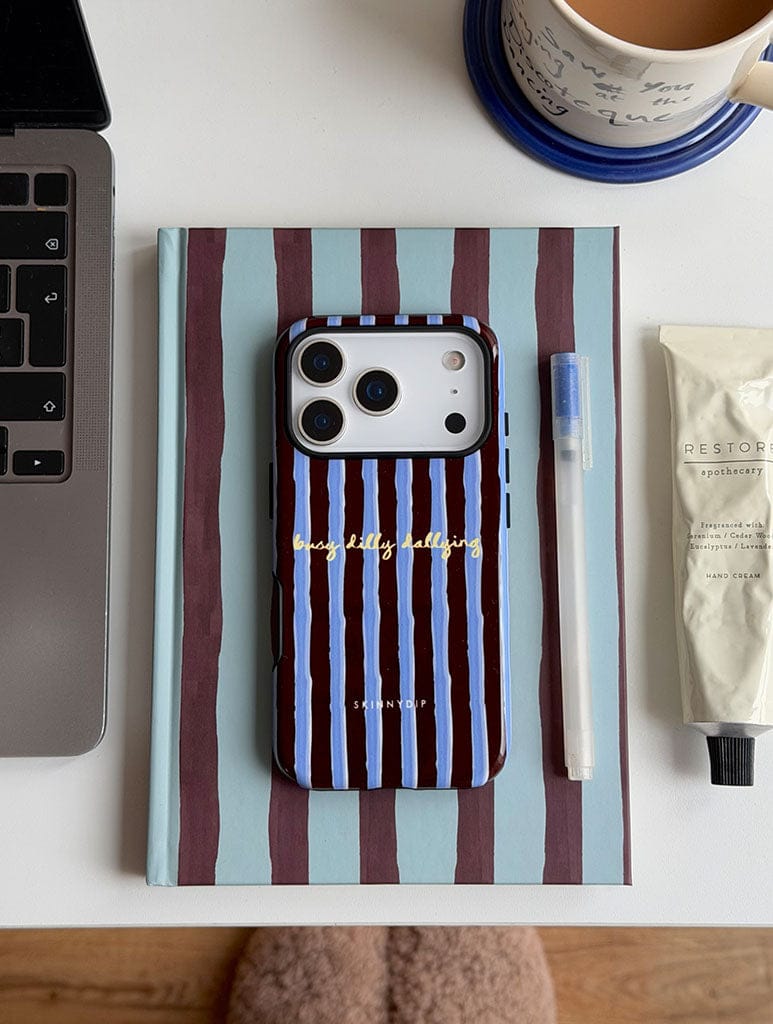 Busy Dilly Dallying Stripey Quote Ultra Protective iPhone Case Phone Cases Skinnydip London