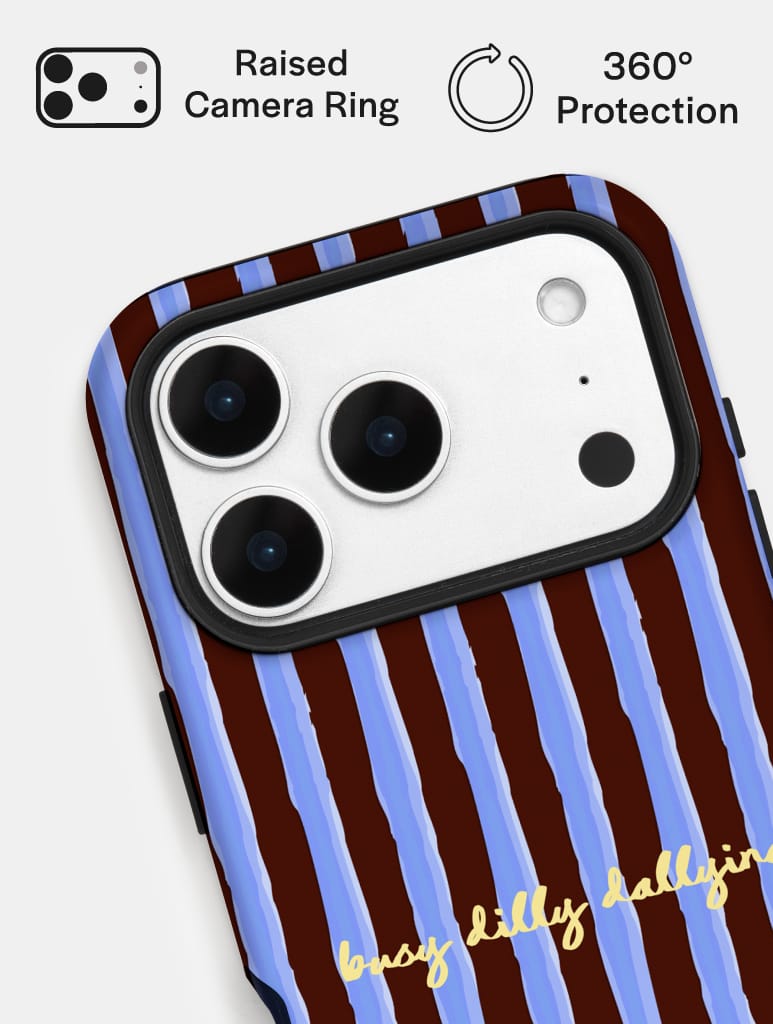 Busy Dilly Dallying Stripey Quote Ultra Protective iPhone Case Phone Cases Skinnydip London