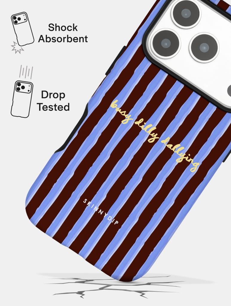Busy Dilly Dallying Stripey Quote Ultra Protective iPhone Case Phone Cases Skinnydip London