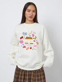 Busy Living The Slow Life Sweatshirt In White Hoodies & Sweatshirts Skinnydip London