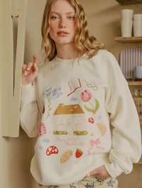 Busy Living The Slow Life Sweatshirt In White Hoodies & Sweatshirts Skinnydip London