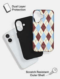 Butter, Blue and Brown Argyle Check Ultra Protective iPhone Case Phone Cases Skinnydip London