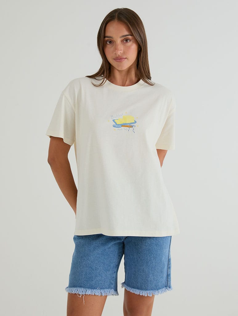 Butter Me Up T-Shirt In White Tops & T-Shirts Skinnydip London