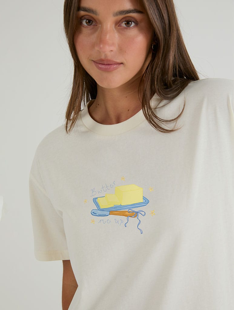 Butter Me Up T-Shirt In White Tops & T-Shirts Skinnydip London