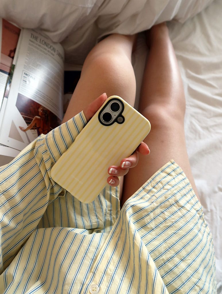 Butter Yellow Stripe Ultra Protective Case iPhone Case Phone Cases Skinnydip London
