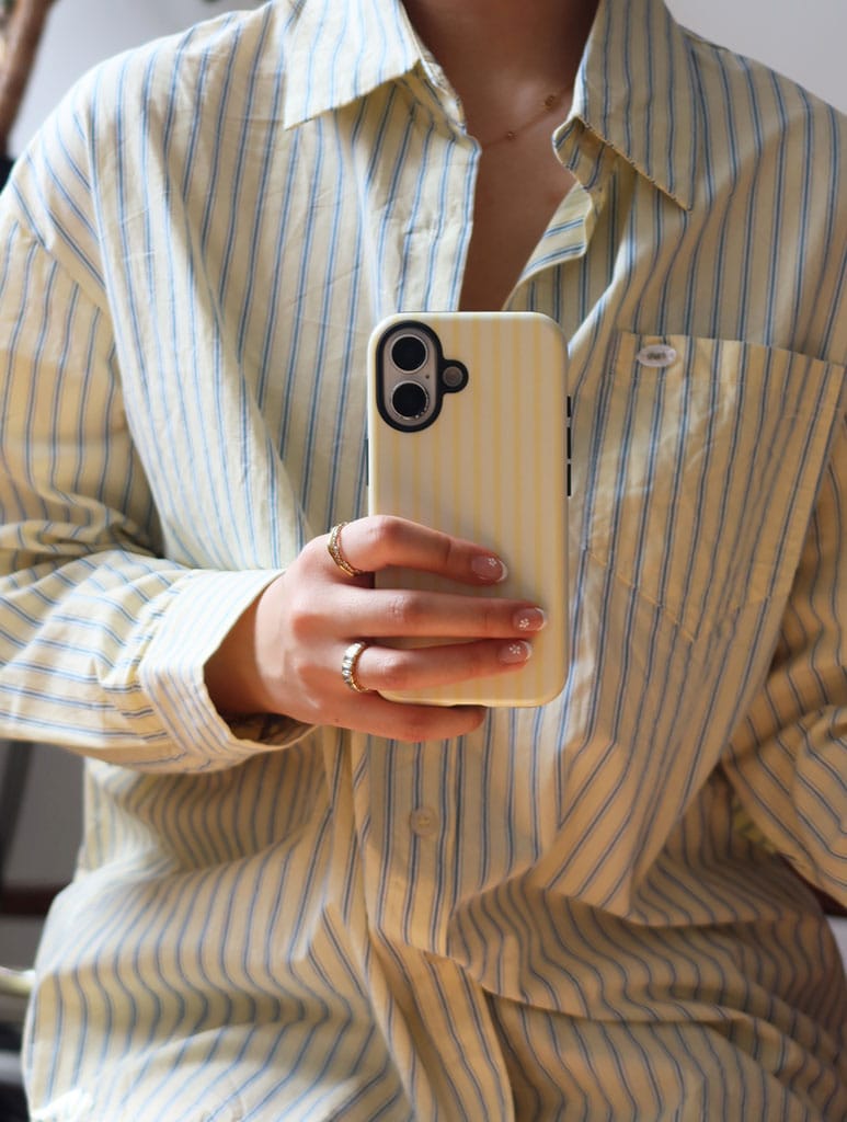 Butter Yellow Stripe Ultra Protective Case iPhone Case Phone Cases Skinnydip London