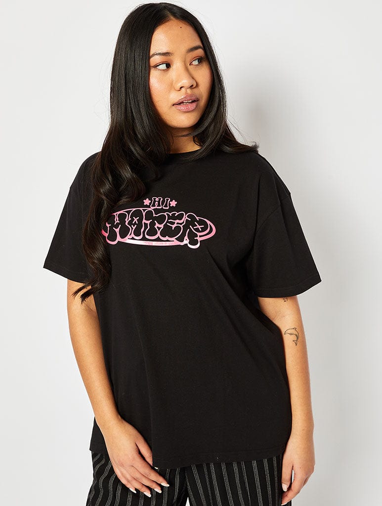 Bye Hater Oversized Acid Wash T-Shirt Tops & T-Shirts Skinnydip London