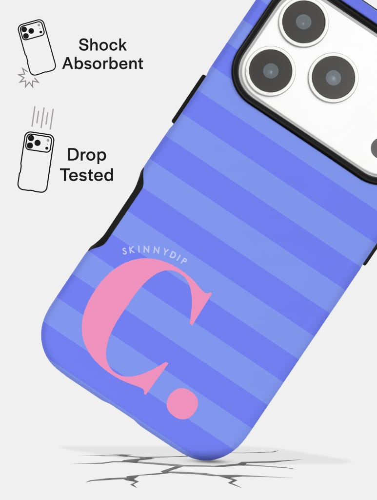 'C' Initial Patterned Blue Ultra Protective iPhone Case Phone Cases Skinnydip London