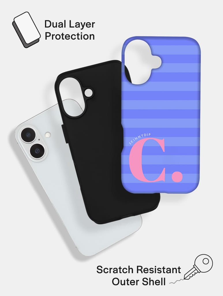 'C' Initial Patterned Blue Ultra Protective iPhone Case Phone Cases Skinnydip London